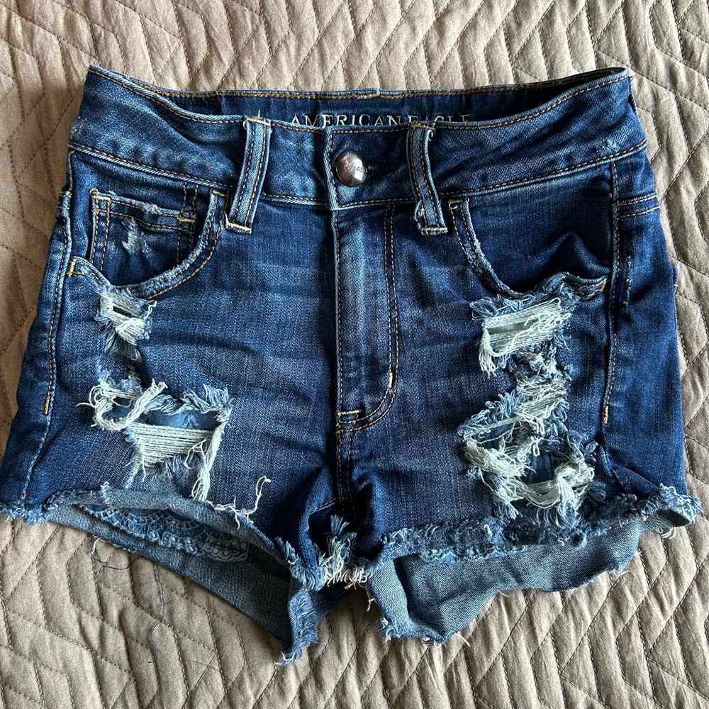 American Eagle Outfitters Ripped Blue Jean Shorts